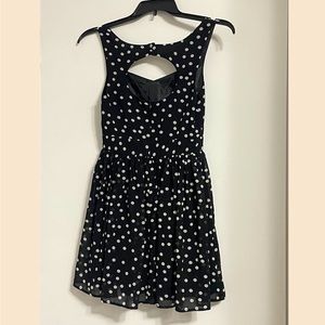 Black and white polka dot babydoll dress